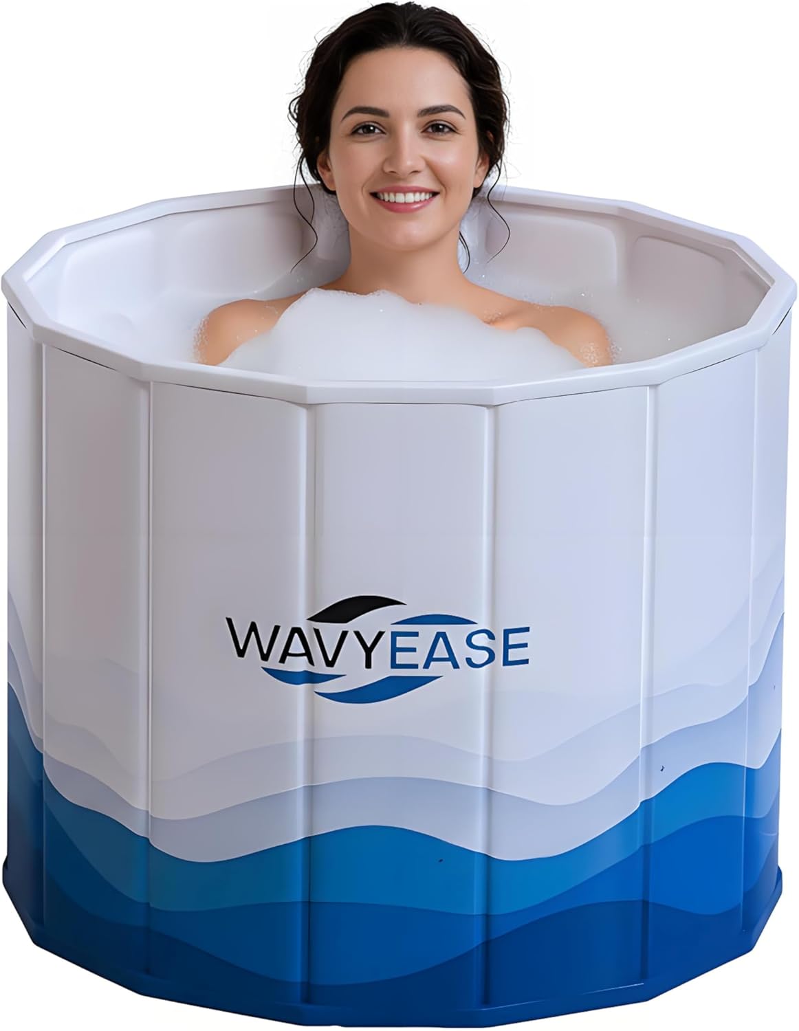 WAVYEASE® Portable Bath Tub for Adults -(31.5"L x 26"H) Foldable Cold Plunge Tub for Recovery - Collapsible Soaking Bath Tub for Shower Stall - Outdoor Ice Bathtub for Athletes (White)