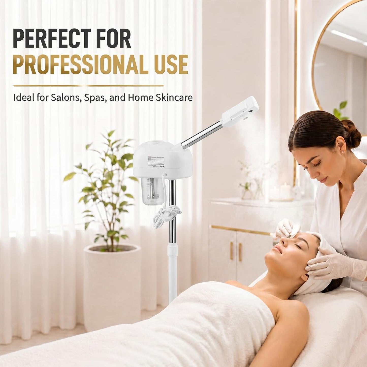 Winado Professional LCD Touch Screen Facial Steamer with Timer Function, Hot Mist Facial Vaporizer for Estheticians, Ideal for Home Beauty Spa Deep Cleansing & Skin Hydration, White