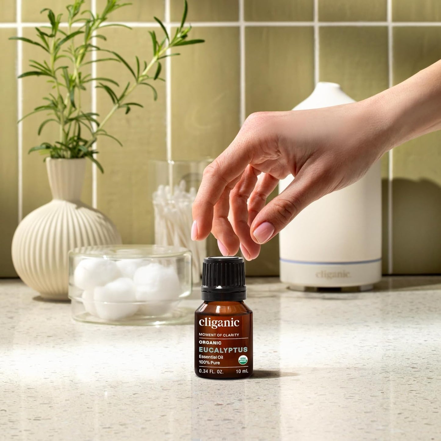 Cliganic USDA Organic Eucalyptus Essential Oil, 100% Pure | Natural Aromatherapy Oil for Diffuser Steam Distilled | Non-GMO Verified