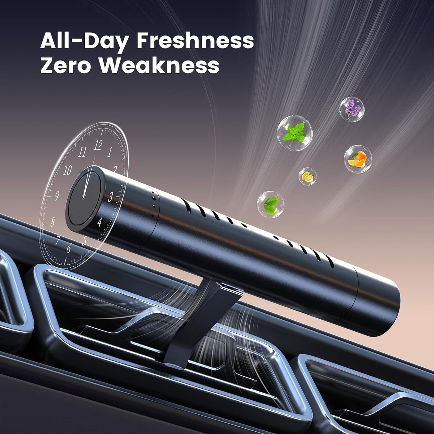 2Pcs Car Air Freshener Vent Clips, Car Diffuser Essential Oils Kit with 5 Different Essential Oils (0.34oz Each) & 12 Refill Sticks, long lasting Cars fragrance for House