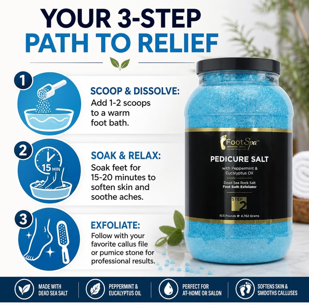 Detox Foot Soak Pedicure and Bath Salt, 128 Oz - Made with Dead Sea Salts, Eucalyptus and Peppermint Oil - Hydrates, Softens and Moisturizes