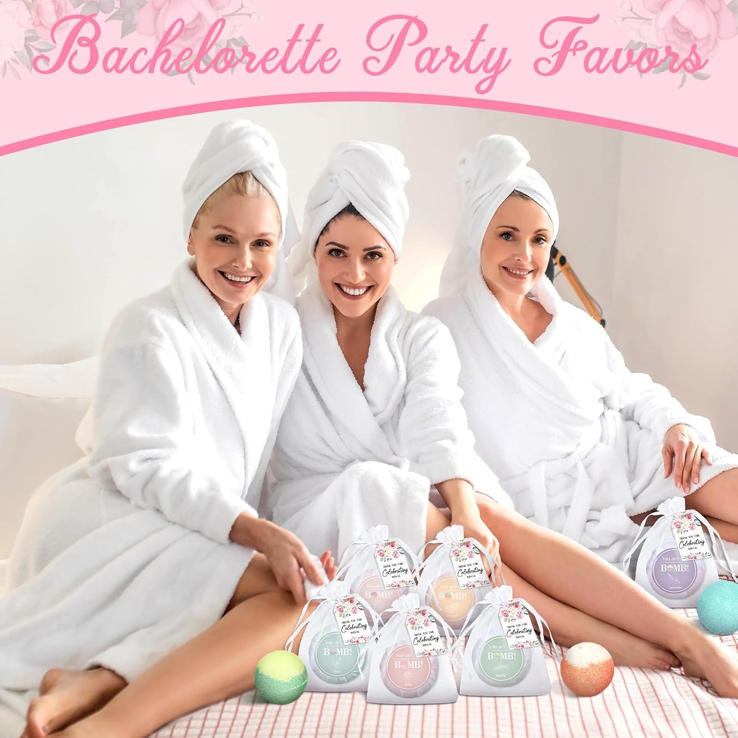 50 Sets Bridal Shower Wedding Party Favors Bath Bombs Mini Bulk Thank You Gifts for Guests Floral 10 Flavors for Bachelorette Party
