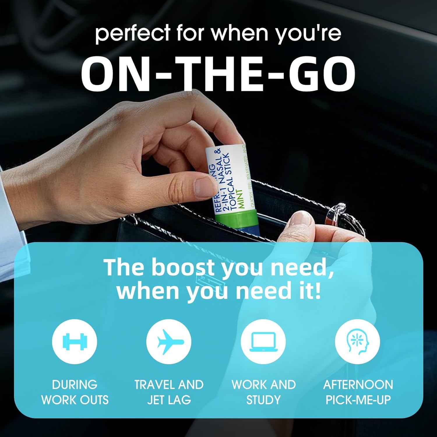 Herb Island 2-in-1 Nasal Stick Inhaler & Essential Oil Topical Rub, Refreshing Nose Inhaler Stick, VapoInhaler Wake Up Stick for Focus & Clear Breathing (3PC Mint)
