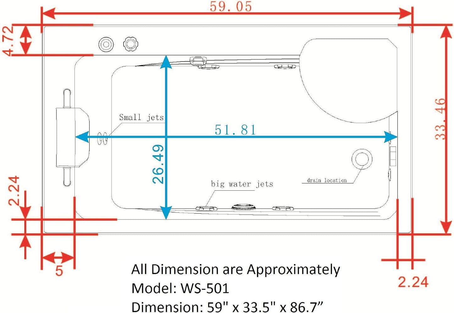 Sliding Door Steam Shower Enclosure Unit
