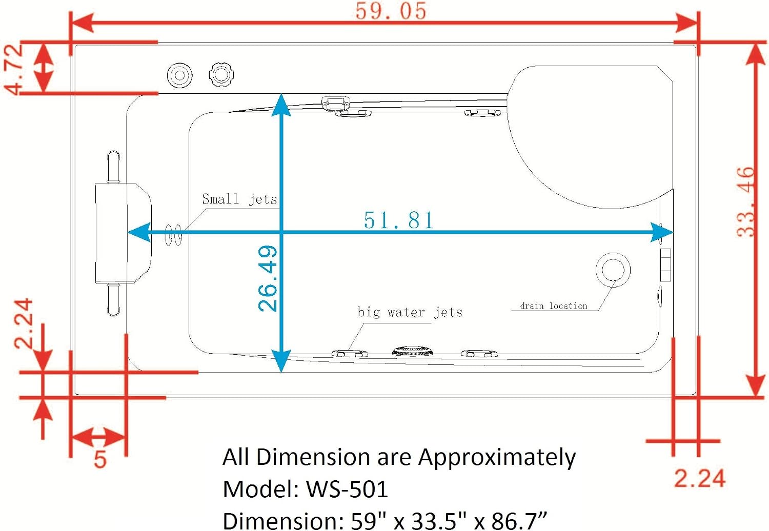 Sliding Door Steam Shower Enclosure Unit
