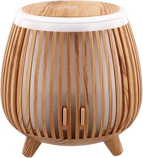 Essential Oil Diffuser and Humidifier with LED Mood Light, Quiet Ultrasonic-Aromatherapy Machine for Home Bedroom Office, Portable Air Freshener with Auto Shut-Off(Light wood grain)