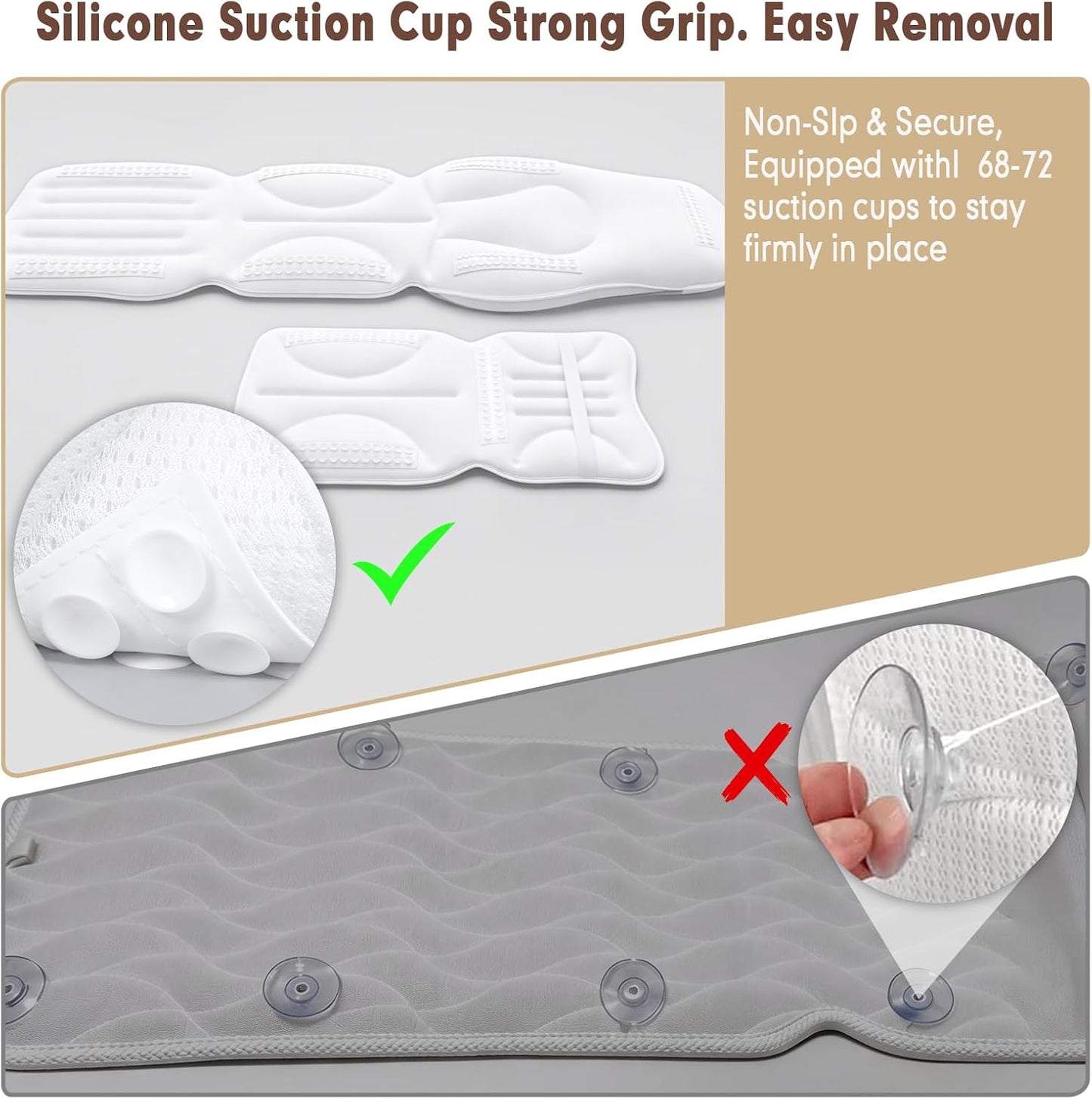Deluxe Full Body Bath Pillow, Breathable Mesh Bathtub Cushion, Thickened Soft Relaxation Bathtub Pillow, Provides Support for The Neck, Back, and Shoulders— (Includes Bath Bombs)