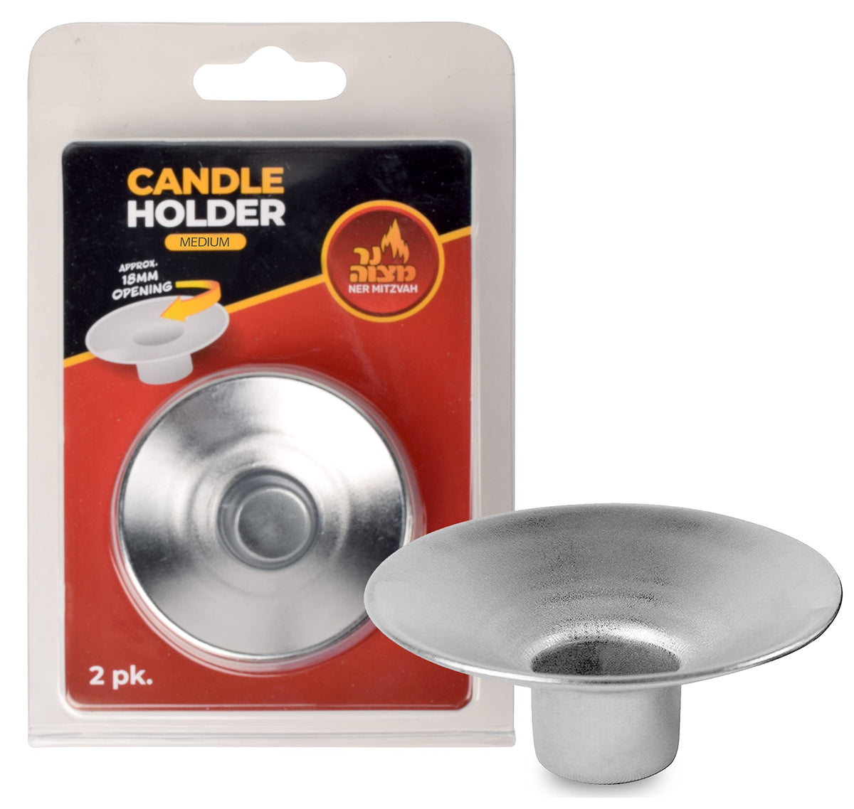 Ner Mitzvah Reusable Metal Candlestick Liners and Drip Guards - Medium Nickel Plated Candle Holder Protector Bobeches
