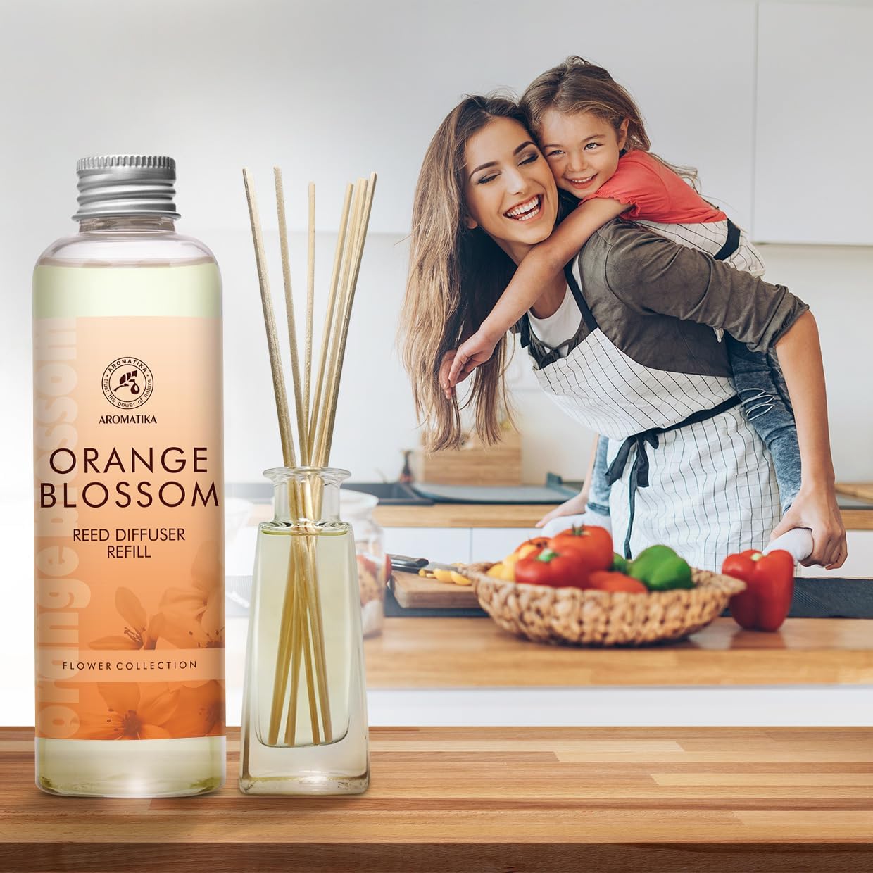 Refill Reed Diffuser Orange Blossoms 6.8Fl Oz (200ml) - Intensive - Fresh & Long Lasting Fragrance -for Aromatherapy - SPA - Home - Office - Fitness