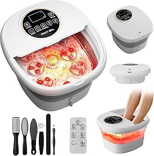 Electric Pedicure Foot Spa with Bubble and Heat,Collapsible Foot Soaking Tub with Remote Control,Pedicure Tools for Feet and Automatic Foot Massager,Foot Bath Soak Tub