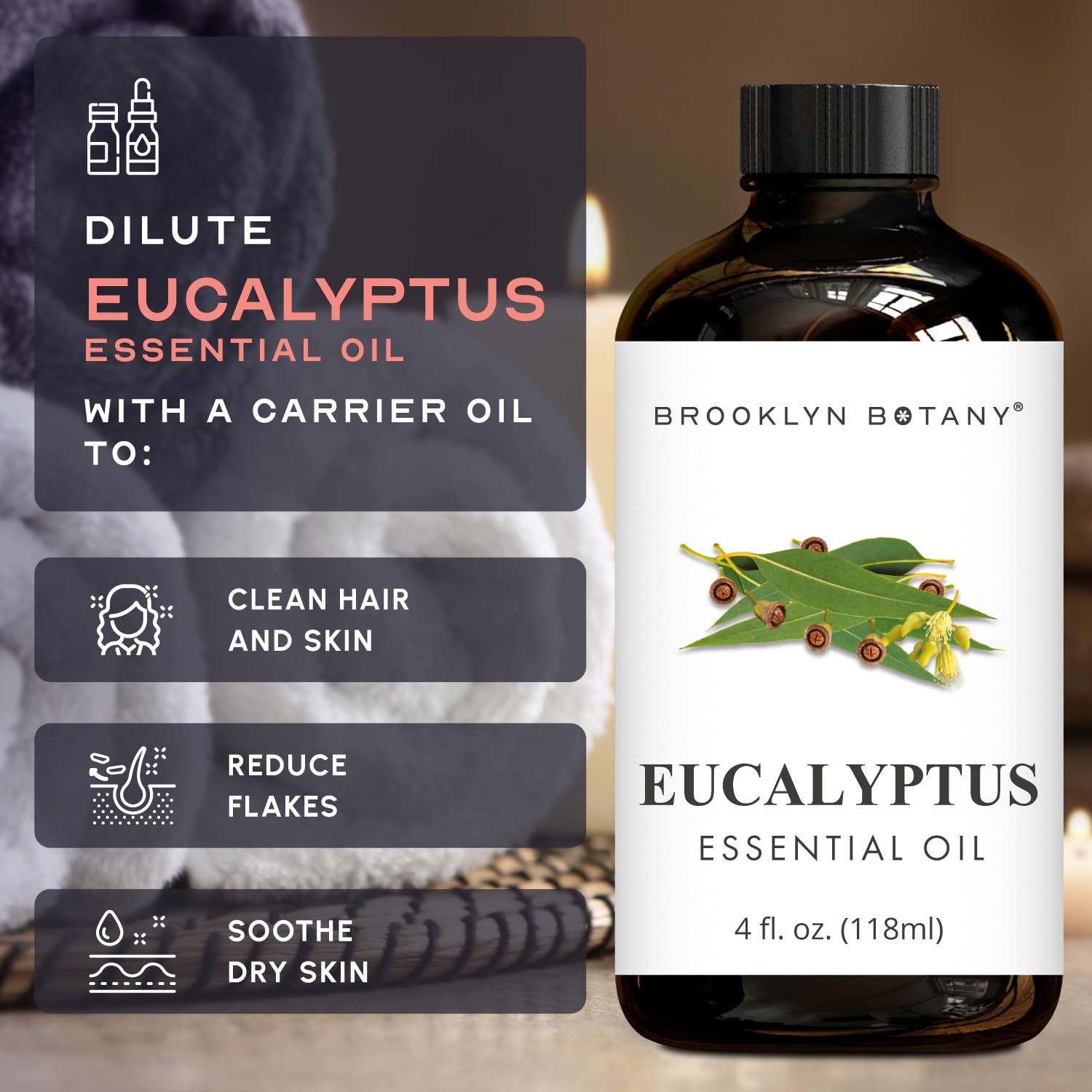 Brooklyn Botany Grapefruit & Eucalyptus Essential Oils – 4 Fl Oz (Pack of 2) – 100% Pure & Natural – Refreshing & Invigorating Aromatherapy Blend