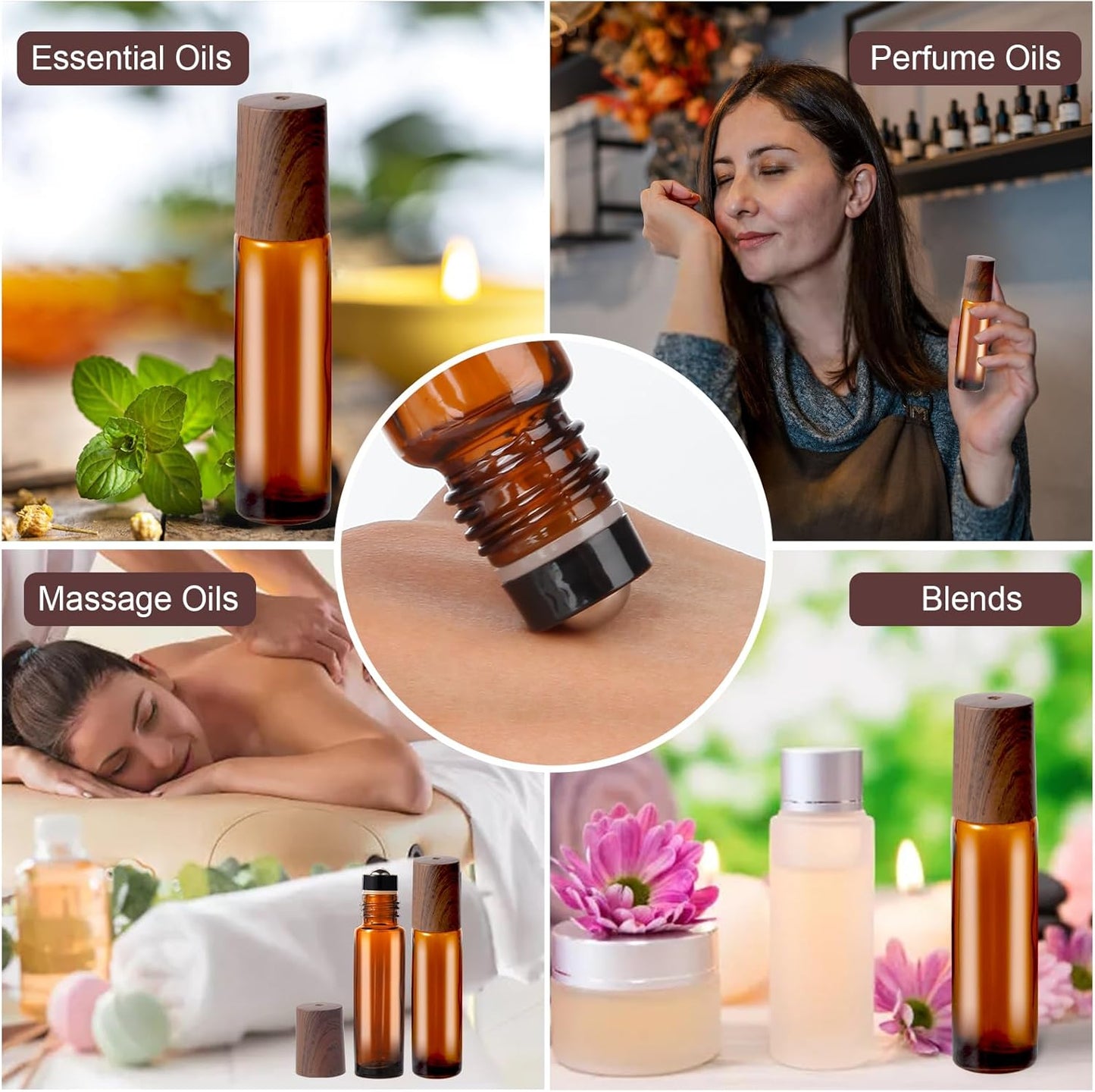 10ml Glass Roll-on Bottles – 4-Pcs Essential Oil Roller Bottles with Stainless Steel Roller-Balls, Perfect for Fragrance & Aromatherapy (Includes 1 Bottle Opener, 1 Sticker, and 1 Funnel)