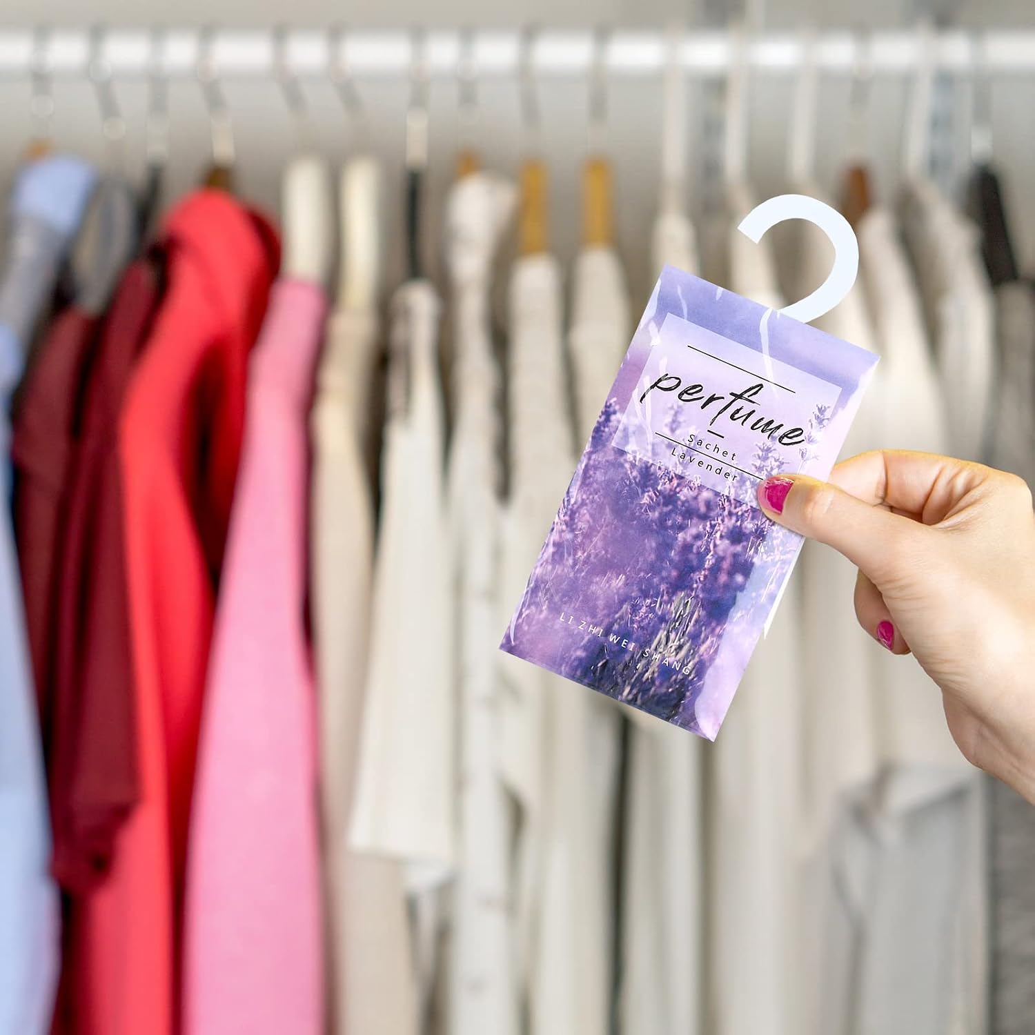 Loopeer 24 Pcs Lavender Large Hanging Closet Deodorizer Air Freshener Scented Sachets Subtle Lavender Scent for Drawers, Closets & Clothes