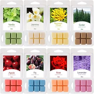 8 Packs Scented Wax Melts Set, Strong Aroma Wax Tarts with 8 Fragrances, 3.0oz Variety Wax Cubes