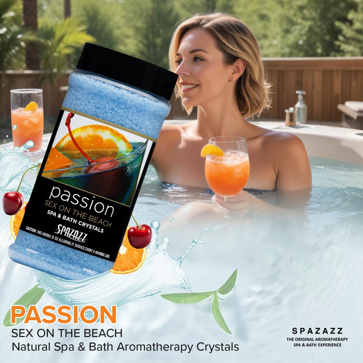 Spazazz Aromatherapy Spa & Hot Tub Bath Salt Crystals – 17 oz Set The Mood Sex On The Beach - Passion – Magnesium Sulfate Mineral & Epsom Salt and Bath Salt Scents & Fragrances