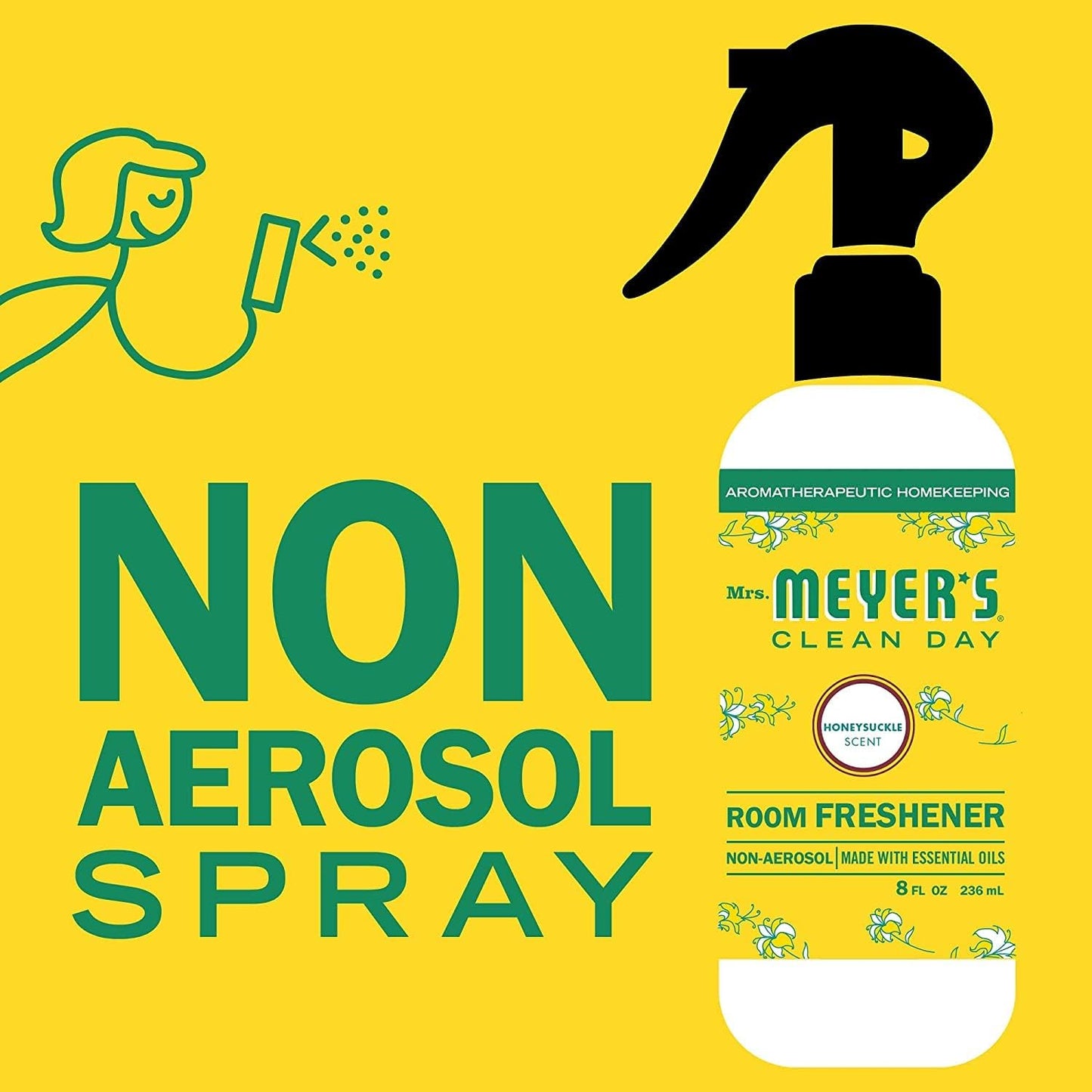 MRS. MEYER'S CLEAN DAY Room Freshener - Honeysuckle (8 Fl Oz (Pack of 3))