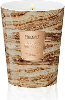M&SENSE Espresso Hot Fudge Scented Soy Candle, 3 Wick Highly Scented 14.1 Oz 75H, Aromatherapy Christmas Gift for Women and Men
