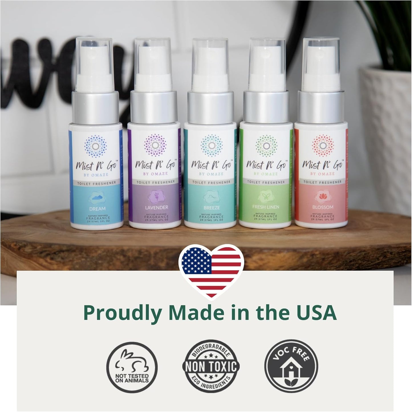 by Omaze Travel Toilet Spray Odor Eliminator - Toilet Freshener for Bathroom Air Deodorizer - Clean Mix, Travel Size (3x1oz)