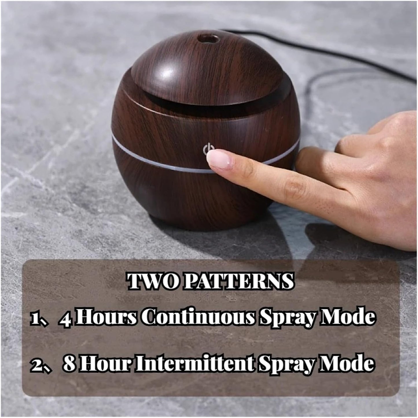 USB Ultrasonic Cool Mist Essential Oil Diffuser - Wood Grain Electric Air Humidifier for Home, Office & Car(B)