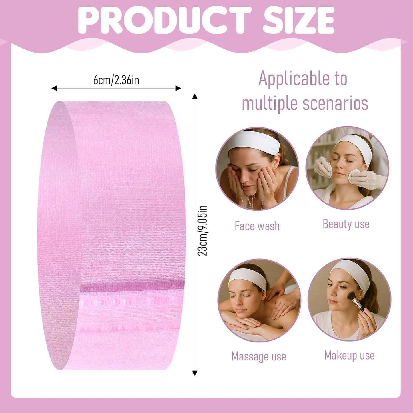 30Pcs Disposable Spa Facial Headbands, Non-Woven Stretch Disposable Headbands Soft SkinCare Facials Headwraps for Women Facial Washing Shower Sport Esthetician Adjustable Spa Headband