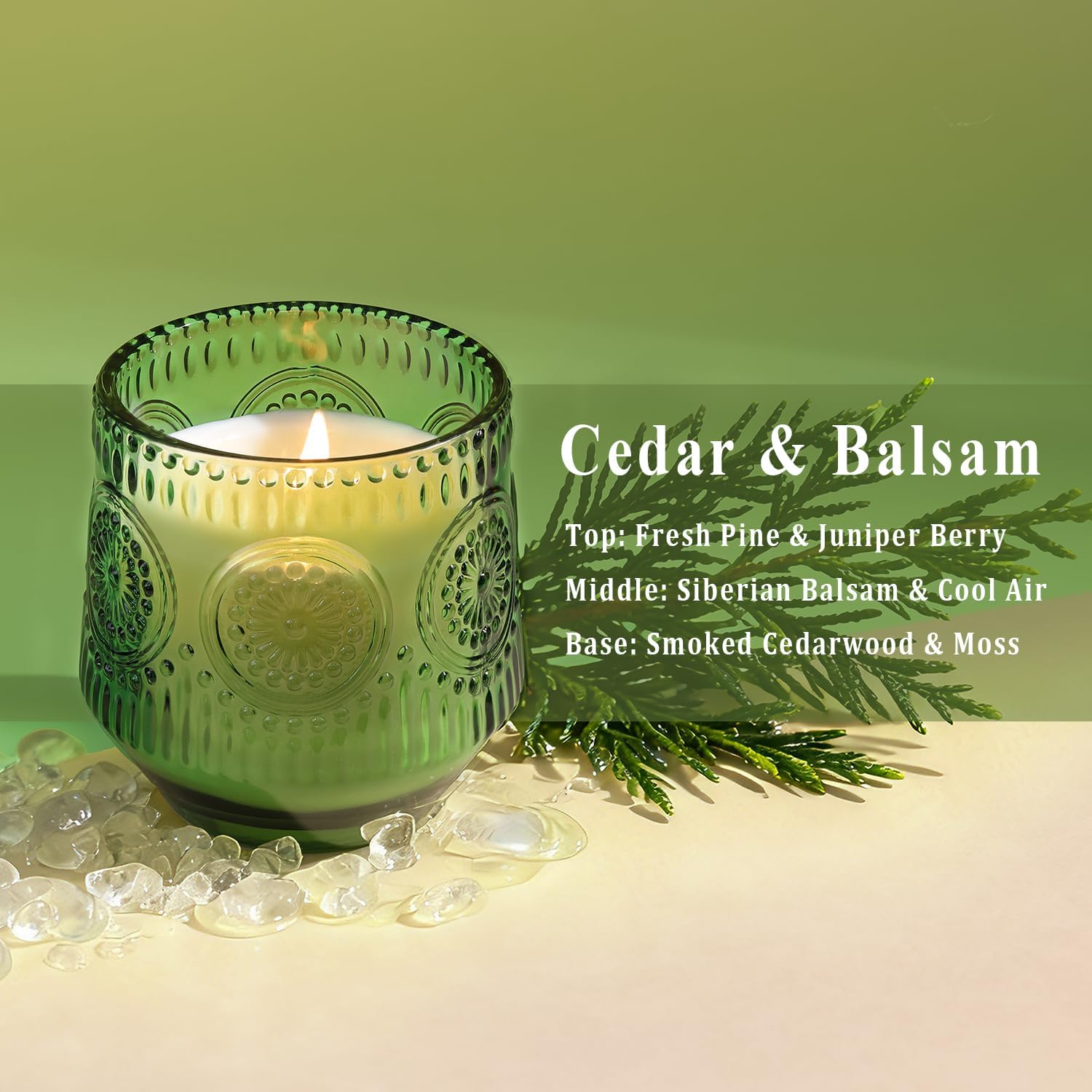 2 Pcs Soy Wax Scented Jar Candles Set, Vanilla Cinnamon & Cedar Balsam- Scented Candles for Home, 7.5oz Each, Up to 52 Hours Burn Time, Decorative Aromatherapy Candle for Relaxation & Luxury Gifting