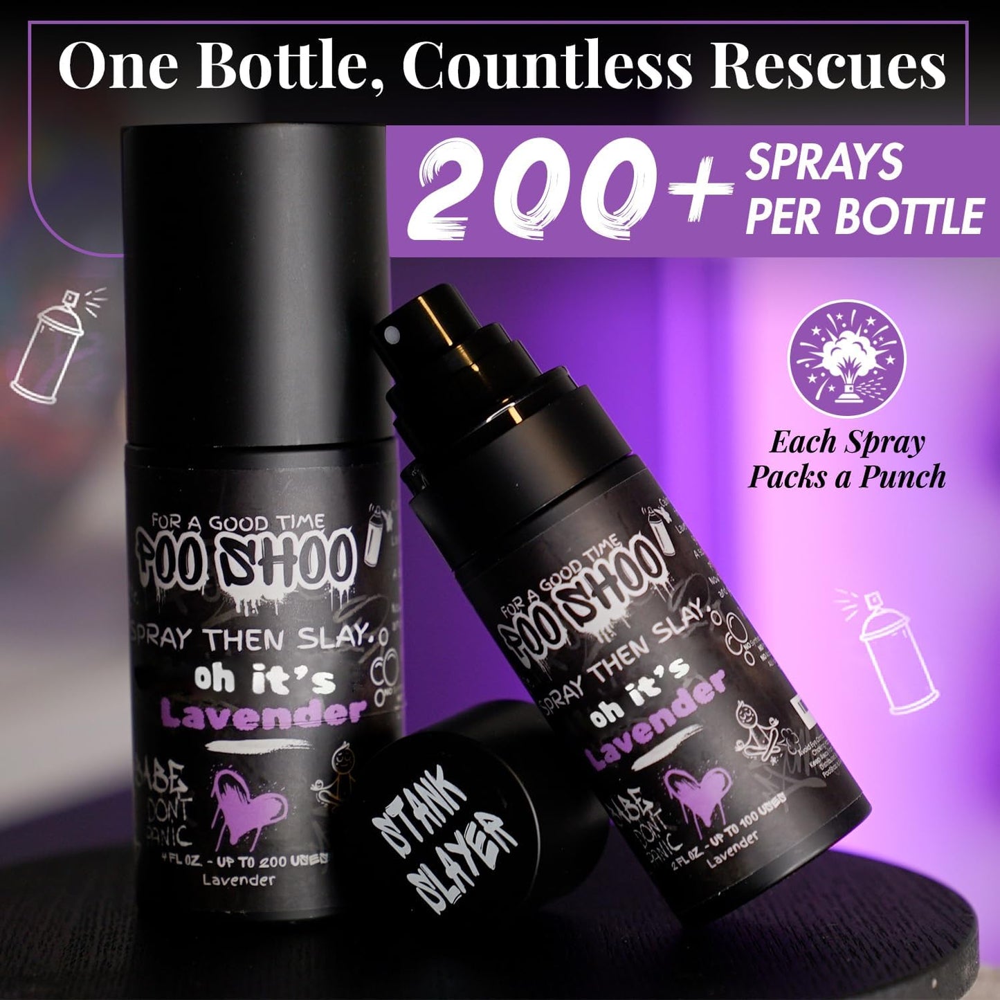 Pooshoo Lavender Vanilla Before You Go Toilet Spray - Bathroom Odor Eliminator Traps Odors & Leaves A Fresh, Soothing Fragrance - Poop Spray for Home & Travel - 2oz