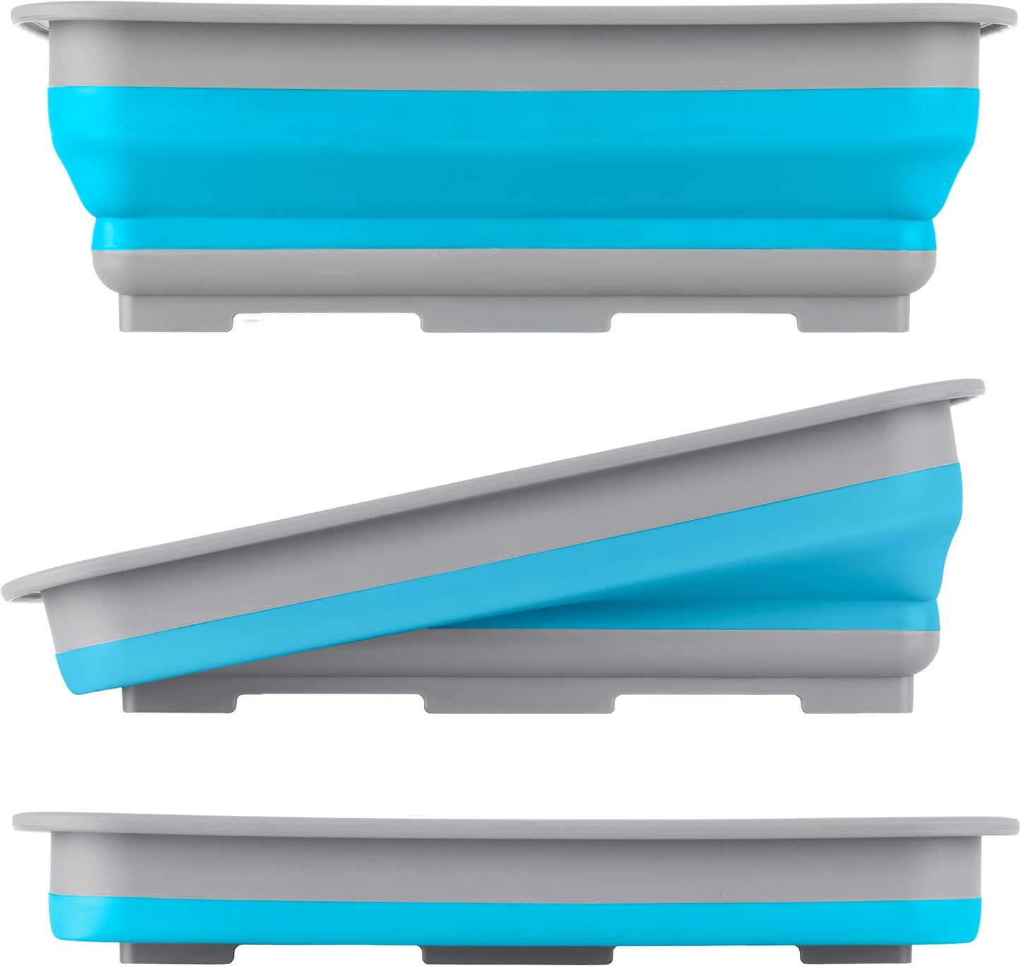 Collapsible Bucket for Cleaning - 7.27L Foldable Wash Bin Dish Tub - Collapsible Wash Basin or Camping Sink for Beach, Tailgating, or Soaking Laundry - Cleaning Supplies by Wakeman (Blue)