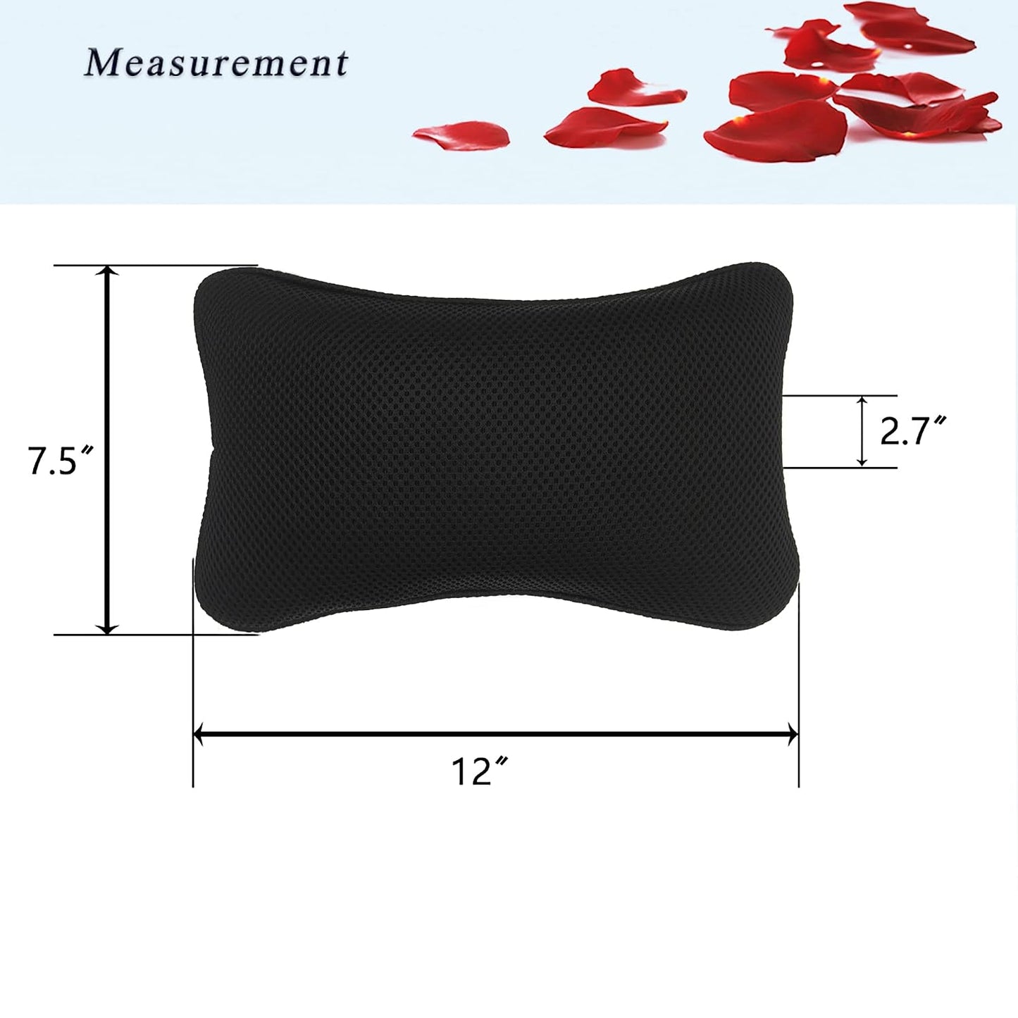 Bathtub Bath Pillow - Spa Pillow with Headrest Cushion - Hot Tub Pillow - Neck and Head Rest Support for Bath or Shower - Bath Stuff Accessories(New Black)