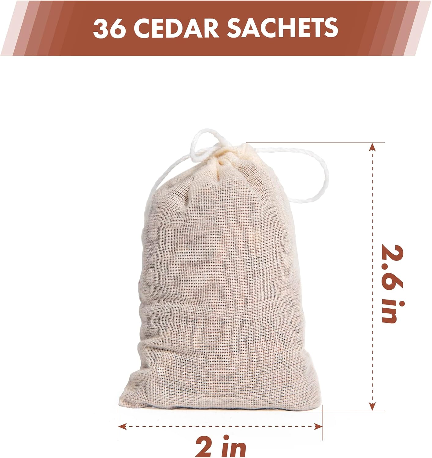Lavande Sur Terre Pack of 36 Cedar Sachets Bag, Red Cedar Chips Sachets for Clothes Storage,Home Fragrance Sachet for Drawers and Closets, LV-F-CC-2