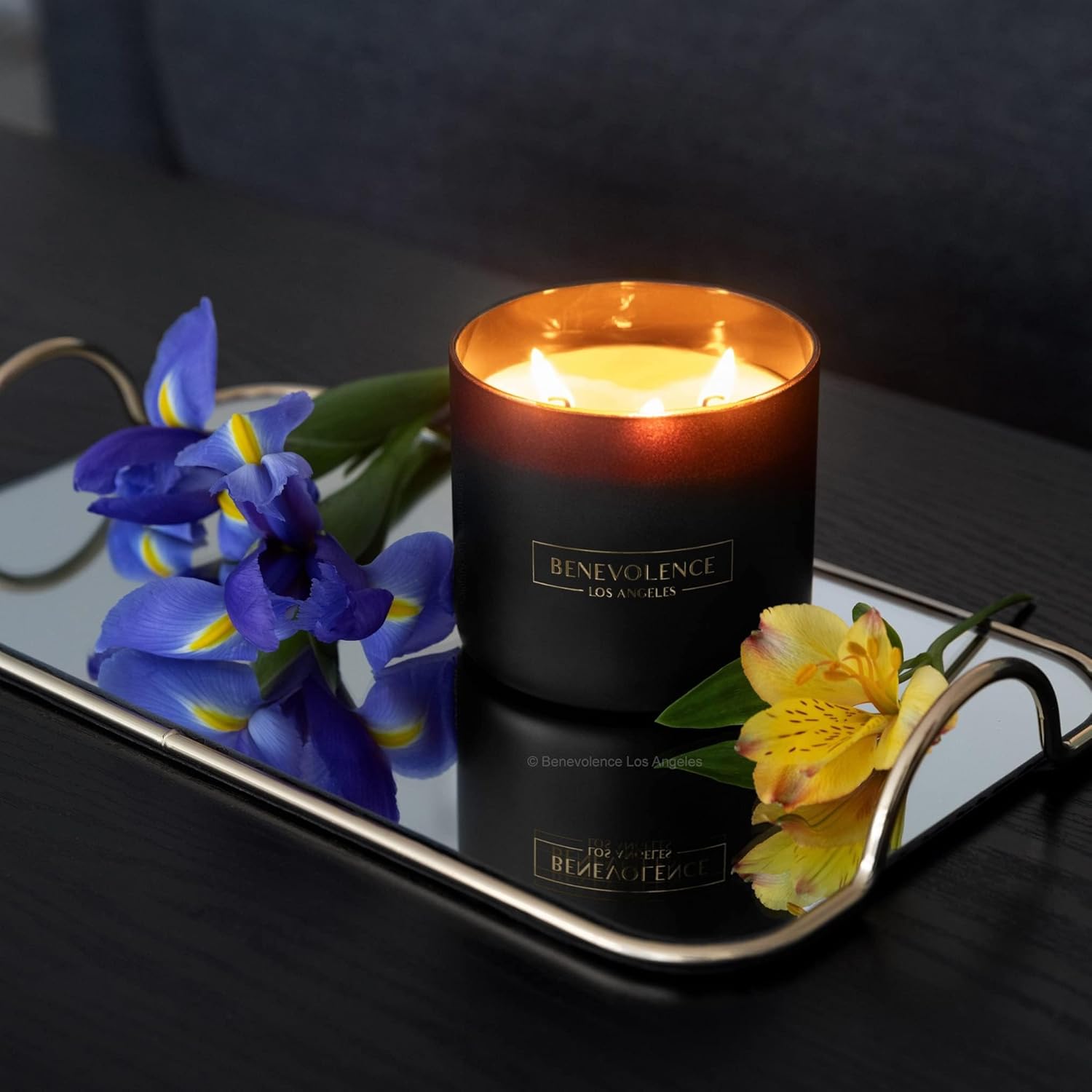 Benevolence LA Premium Bergamot & Jasmine Large 3-Wick Scented Candle – 45-Hour Burn – Luxury Natural Soy Candle for Home – Aromatherapy & Room Decor – 14.5oz
