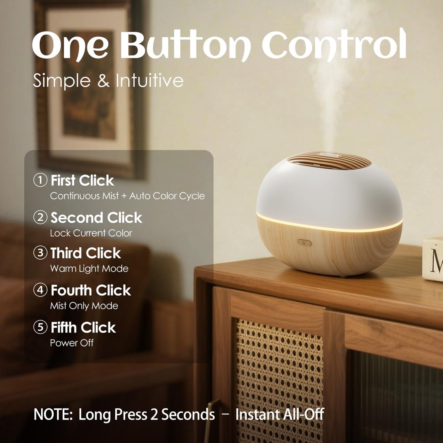 Soulorigin 100ml Mini Essential Oil Diffuser, Portable Aromatherapy Diffuser with Warm Light, One-Button Control, Auto Shut-Off, Quiet Ultrasonic Mist for Home, Travel, Yoga, Meditation (Wood Paint)
