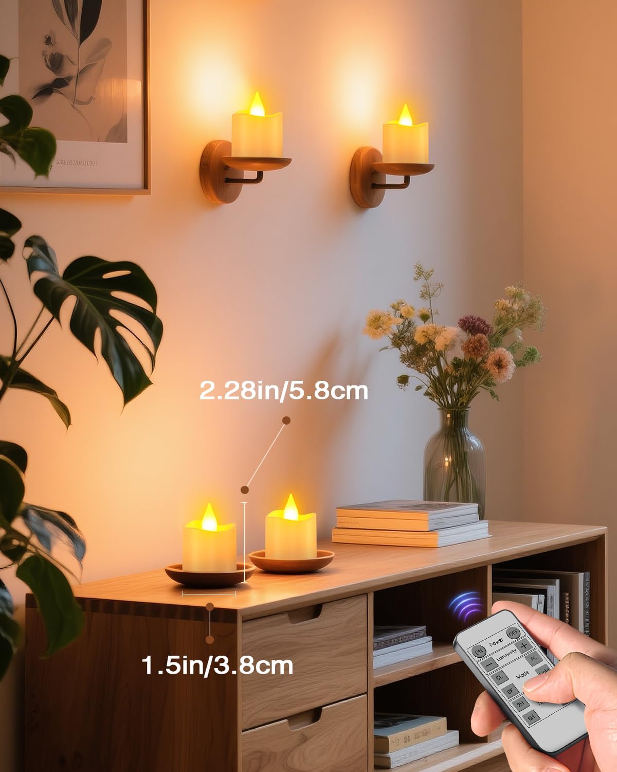 SoulBay Flameless Candles with Remote Timer & Charging Base, 12pcs USB Rechargeable Battery Flickering LED Small Votives Lights for Table Dinner Weddings Holidays General Decor, No Battery Required