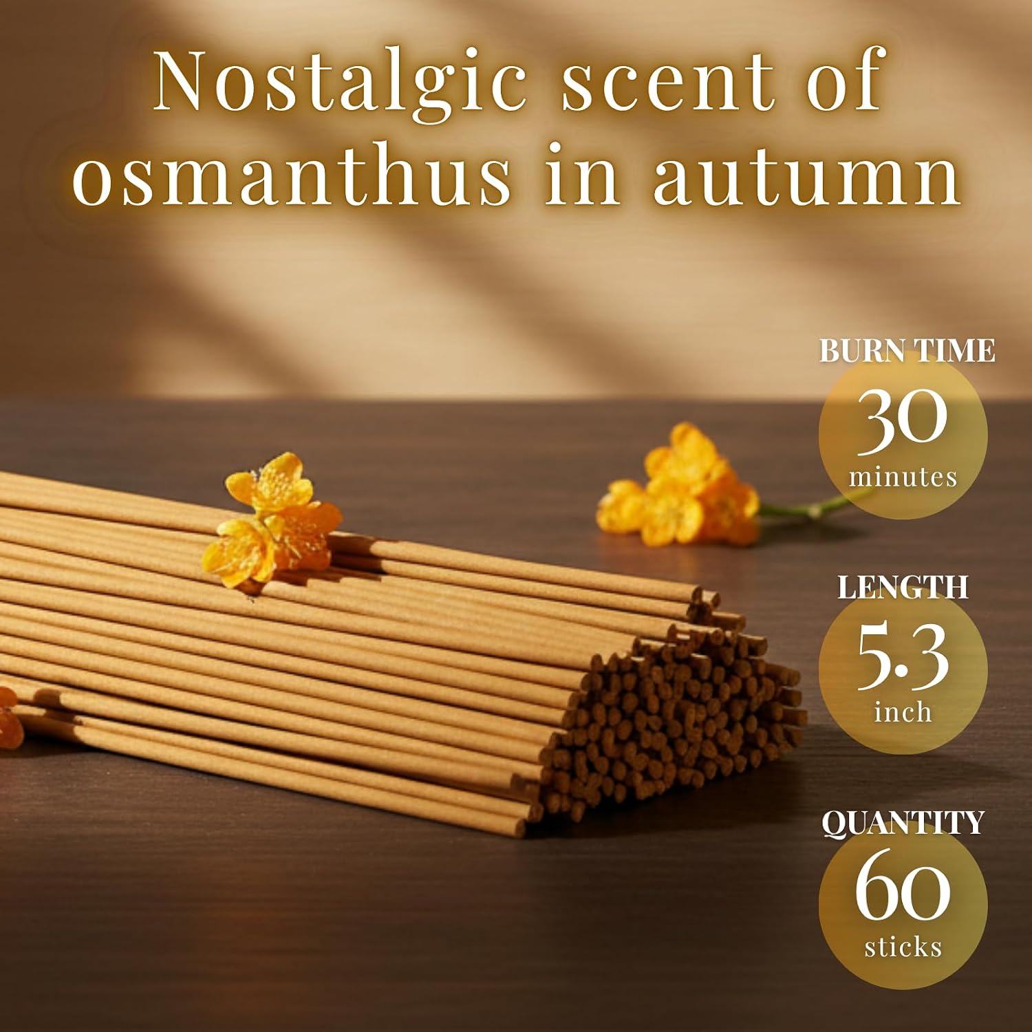 Osmanthus Premium Japanese Incense Sticks 60sticks Coreless Low Smoke Natural Charcoal Free Non Toxic Aromatherapy Meditation Calming Stress Relief Relaxation Yoga TOMORI