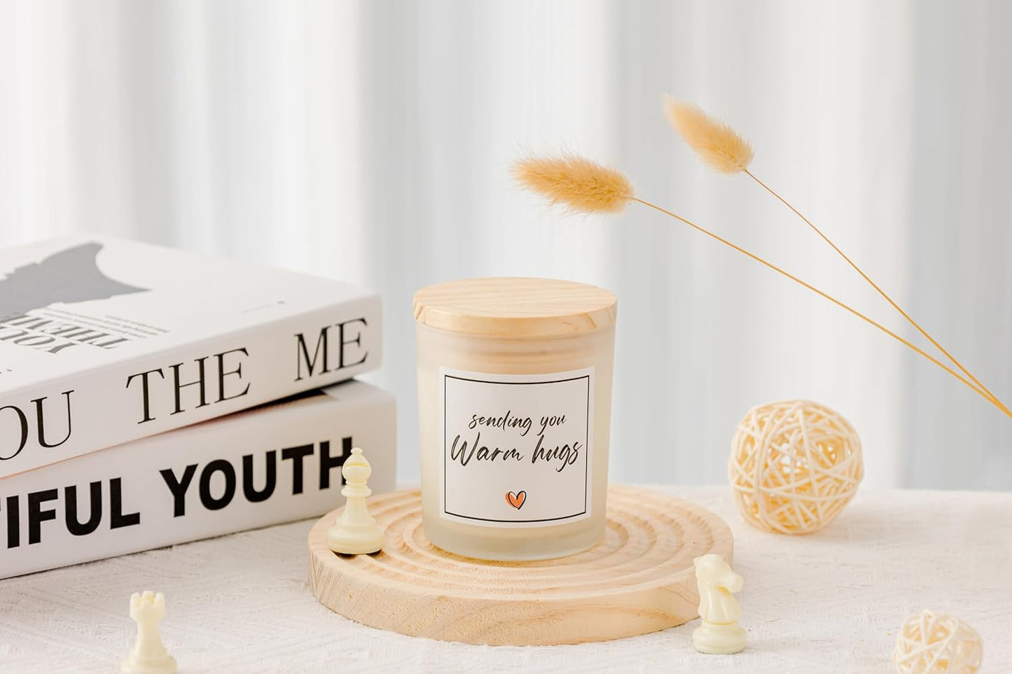 Get Well Soon Gifts, Sympathy Candle, Bereavement & Cheer Up Gifts, Sending You Warm Hugs in A Jar Candle Gift for Women, Vanilla Scented Candle, Natural Soy Wax & Natural Essential Oils