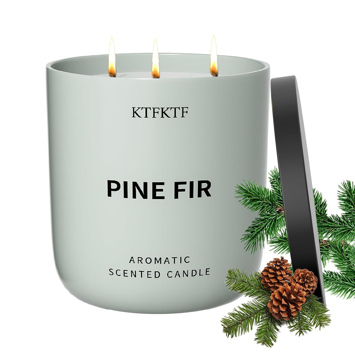 Pine Fir Scented Candle for Home - 3-Wick 14.1oz 80-Hour Long Burning