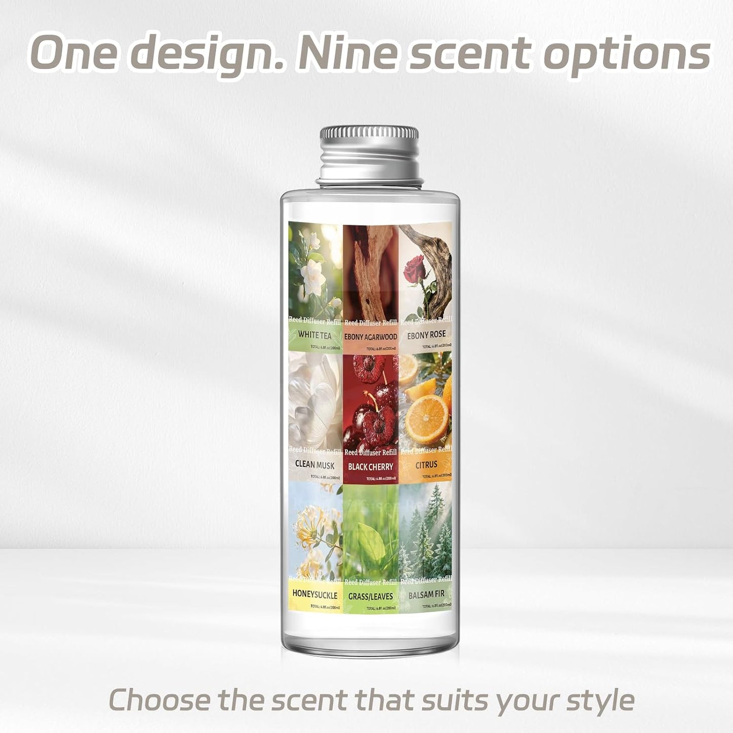 SCENTORINI Reed Diffuser Oil Refill, Clean Musk Diffuser Oil 6.76 Fl Oz, Natural Scented Essential Oil Refill Long Lasting Summer Home Fragrance for Room Spa Aromatherapy Bathroom