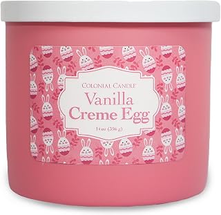Colonial Candle Vanilla Creme Egg Scented Jar Candle, Easter Collection, 3 Wick, 14 oz - Up to 60 Hours Burn, Easter Candle, Made in the USA