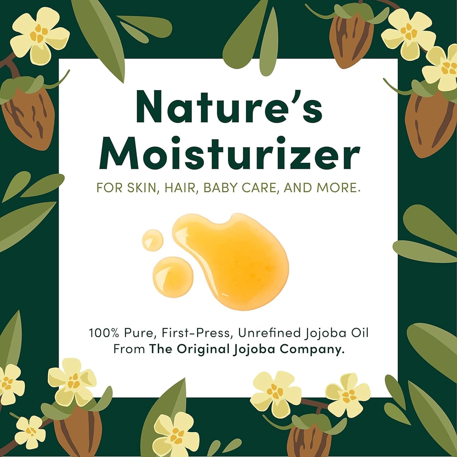 HobaCare Organic Jojoba Baby Oil with Pump – 100% Pure Natural Unrefined Unscented Cold Pressed Jojoba Oil for Baby Hair, Infant Skin, Body Care (4.22 oz)