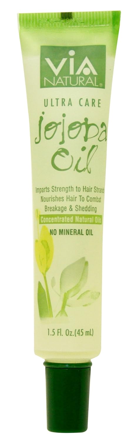 VIA Natural Ultra Care Jojoba Oil Concentrated Natural Oil 1.5oz - Imparts Strength to Hair Strands Nourishes Hair To Combat Breakage & Shedding - 3 Pack