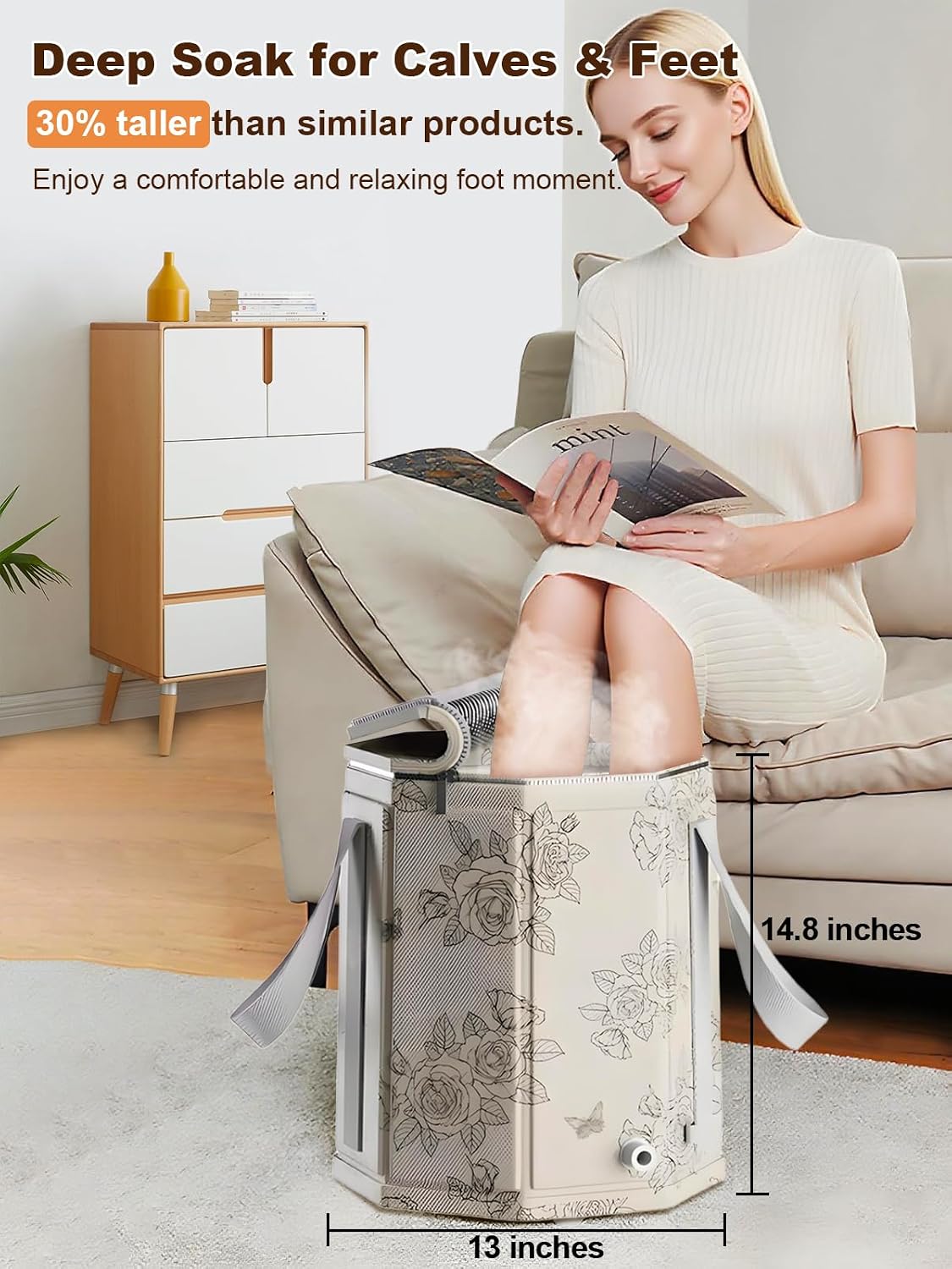 Foot Bath Basin Portable Travel Collapsible Foot Basin Folding Foot Bath Tub Soaking Feet Bucket for Camping Outdoor Washing