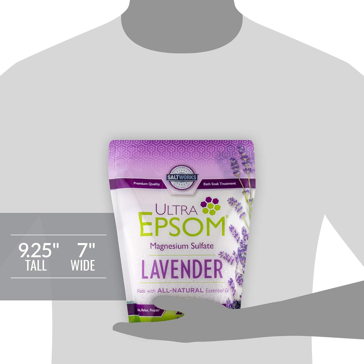SaltWorks Ultra Epsom Scented Bath Salt, Lavender, 2 Pound Bag