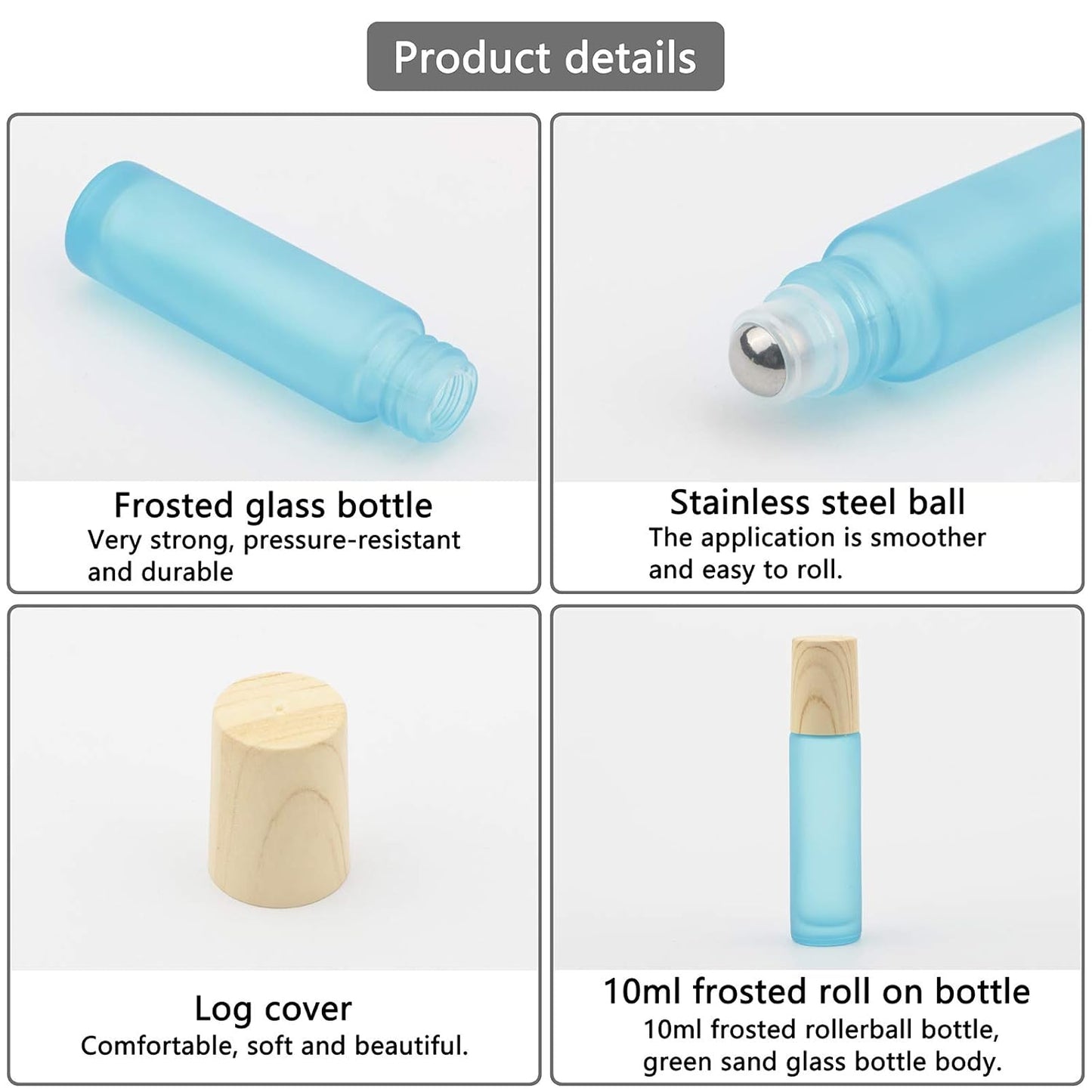 Kesell 10Pack Colour Essential Oil Roller Bottles 10ml, Refillable Glass Roll On Bottles with Plastic Lids Stainless Steel Ball for Aromatherapy Perfumes