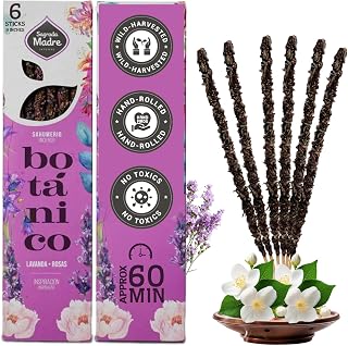 Roses Lavender Incense Sticks by Sagrada Madre - 6 Extra-Long Thick Rod with Lavender, Fruit Base & Natural Oil - Rose Incense Sticks for Relaxation, Good Fortune & Gratitude - 1 Hour Burn Time