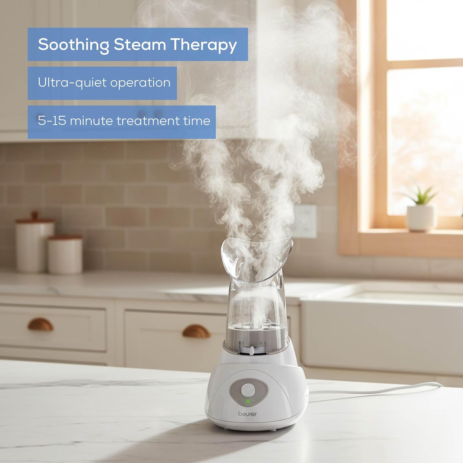 Beurer SI30 Steam Inhaler for Sinus Congestion & Allergies, Drug-Free, Quick 3-5 Minute Setup, Ultra-Quiet, Face Steamer with Variable Steam Control, Universal Mask, FSA/HSA Eligible