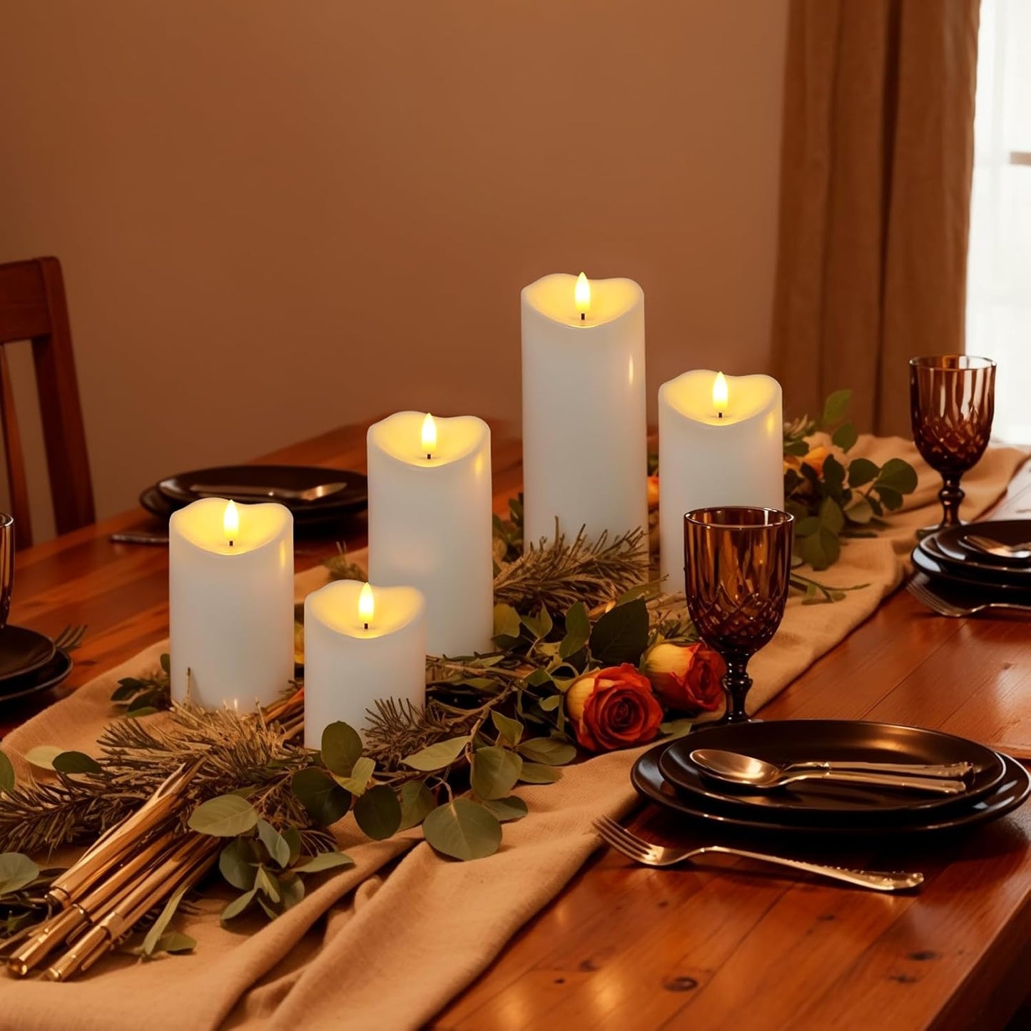 Raycare 6"x3" Outdoor Waterproof Flameless Candles with Remote and Timer, Battery Operated LED Electric Fake Pillar Candle for Christmas Home Wedding Decor, Ivory White, Set of 2