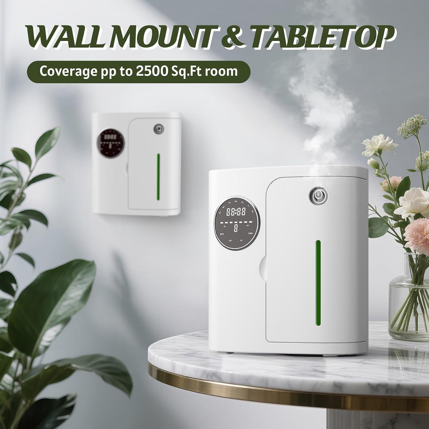 Waterless Diffuser, 2500 Sq.Ft Coverage, Essential Oil Diffusers, Plug in Scent Air Machine with App Control, 160ML, House Warming Gift Ideas for New Home, Large Room, Office, Hotel, White