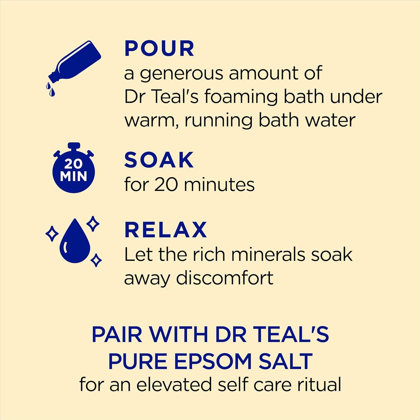 Dr Teal's Foaming Bath with Pure Epsom Salt, Shea Butter & Almond, 34 fl oz (Pack of 4) (Packaging May Vary) & Foaming Bath with Pure Epsom Salt, Prebiotic Lemon Balm & Essential Oils, 34 fl oz