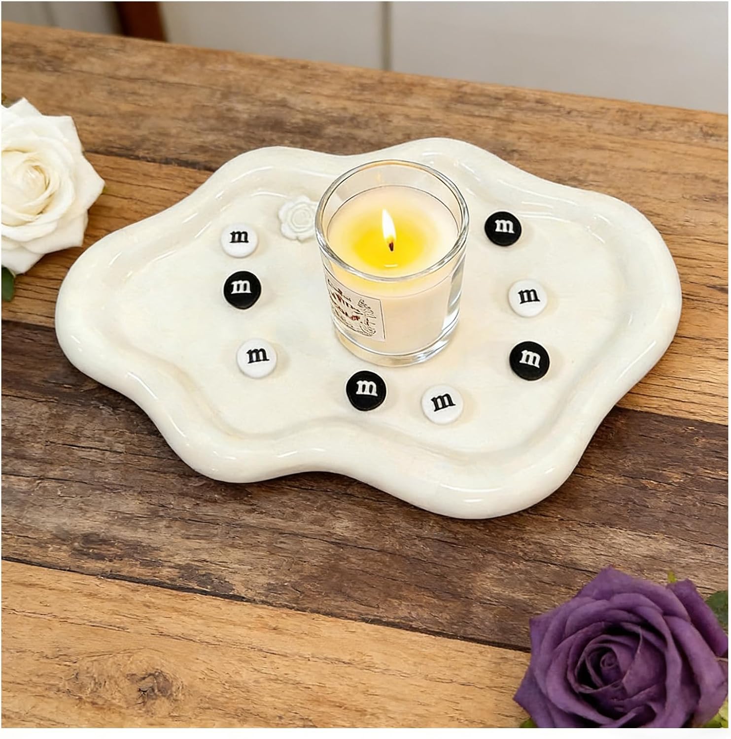 Ceramic Jewelry Tray, Cute Cloud Tray, White Trinket Dish, Ring Holder for Vanity Bathroom Nightstand Decor, Small Ring Dish Birthday Gifts for Women, Jewlery Plate Bowl for Keys, Candles