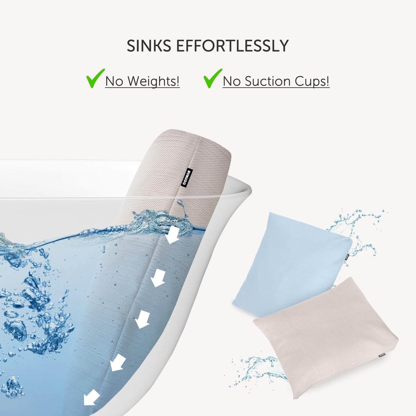 Bath Pillows for Tub Neck and Back Support,Bathtub Cushion backrest headrest Neck Pillow,tub Pillow for Bathtub,3D Mesh Core,Breathable,Quick-Drying,Ergonomic Comfort (Pearl