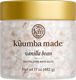 Kuumba Made Vanilla Bean Bath Salt, Mineral-Rich Soaking Salts for Soft Skin and Relaxation, 17 Oz